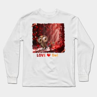 Owl with valentine heart Long Sleeve T-Shirt